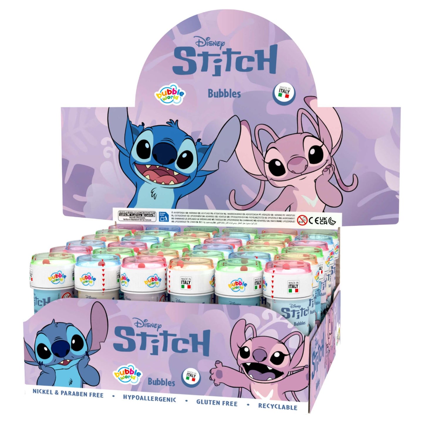 Bubble World Bolle di Sapone Stitch e Angel 60 ml (36PZ)