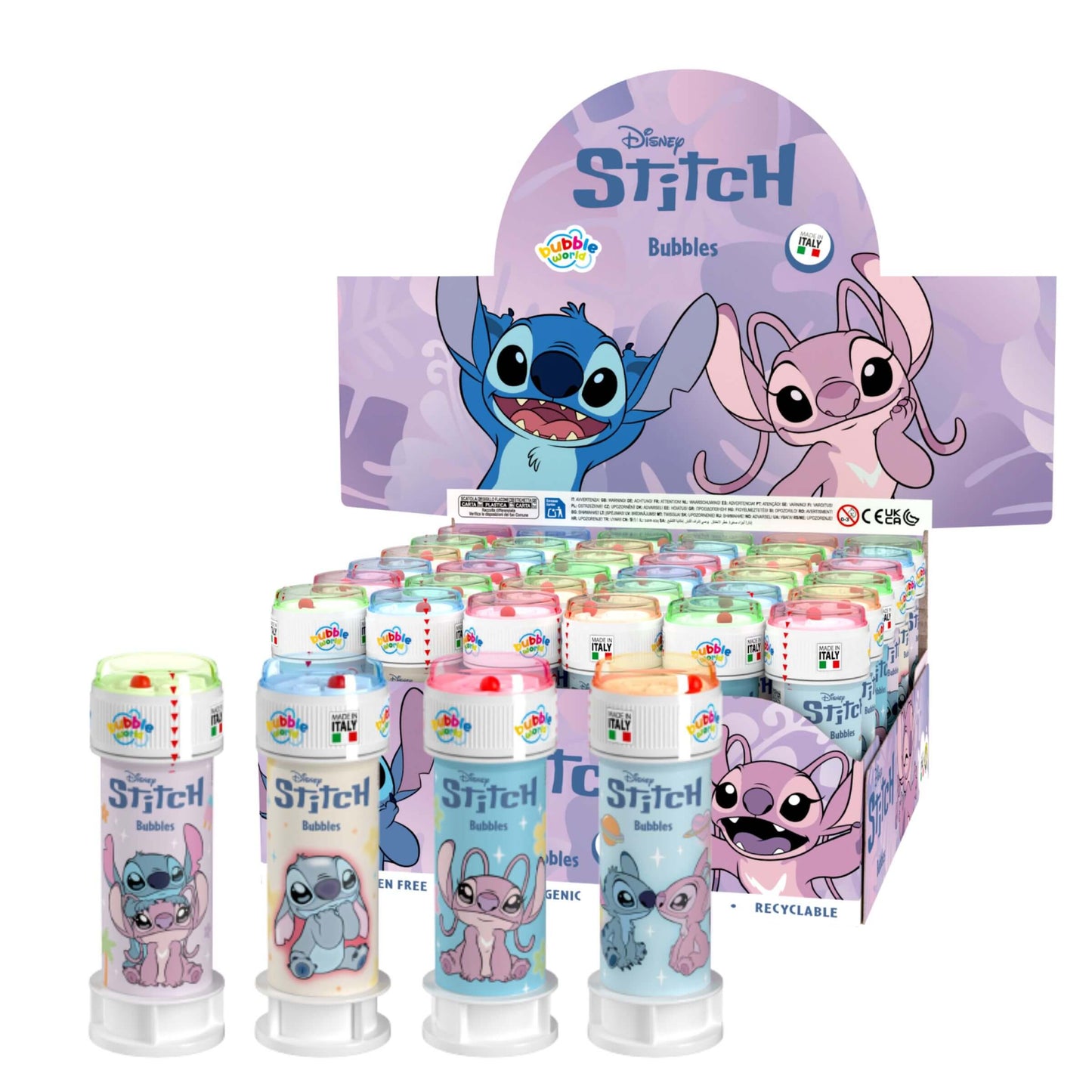 Bubble World Bolle di Sapone Stitch e Angel 60 ml (36PZ)