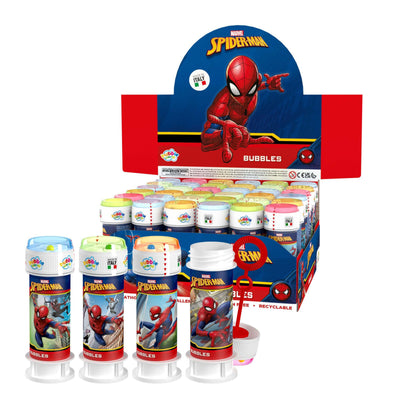 Flacone bolle di sapone Bubble World 60ml con Spider-Man Marvel in rosso e blu 36pz