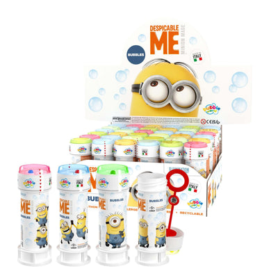 Flacone bolle di sapone Bubble World 60ml Minions Cattivissimo Me sfondo giallo 36pz
