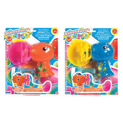 Pistola meccanica bolle sapone a forma di dinosauro con flacone 60ml per giochi estivi