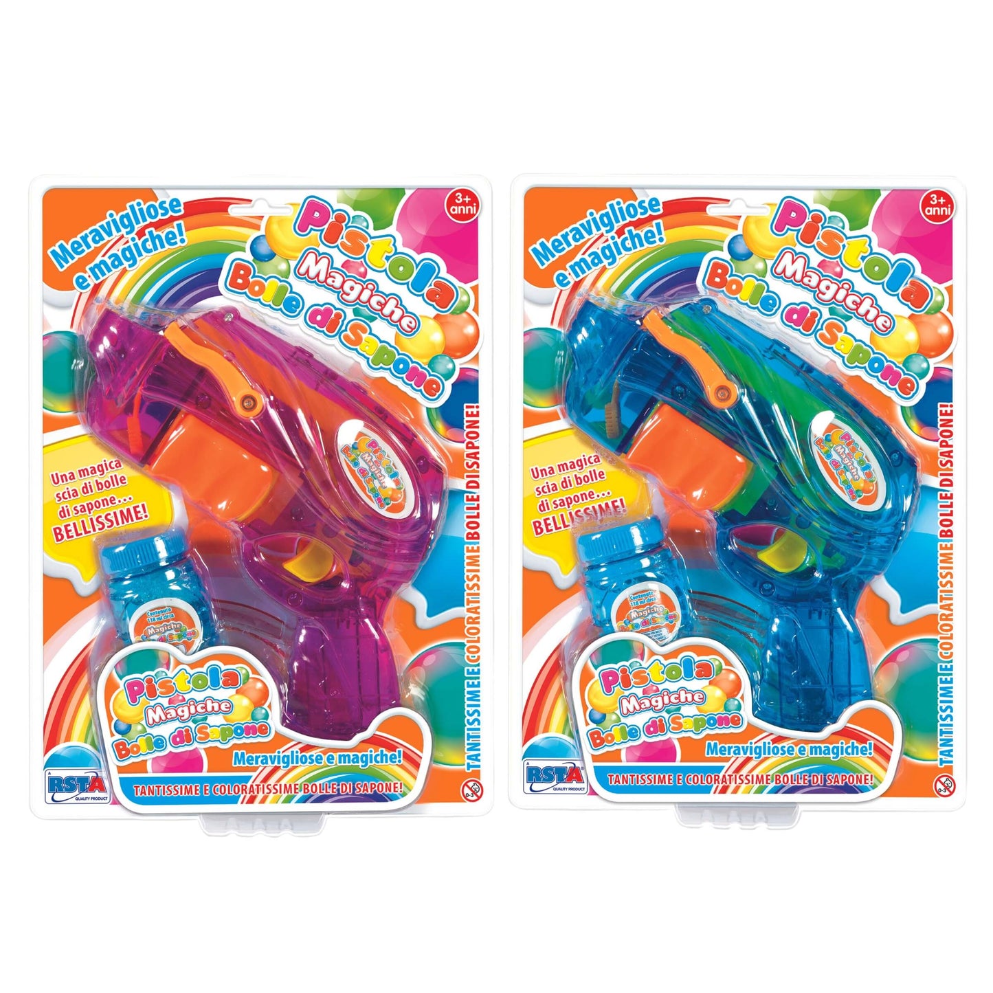 Pistola manuale per bolle di sapone con flacone incluso meccanismo a leva per gioco estivo
