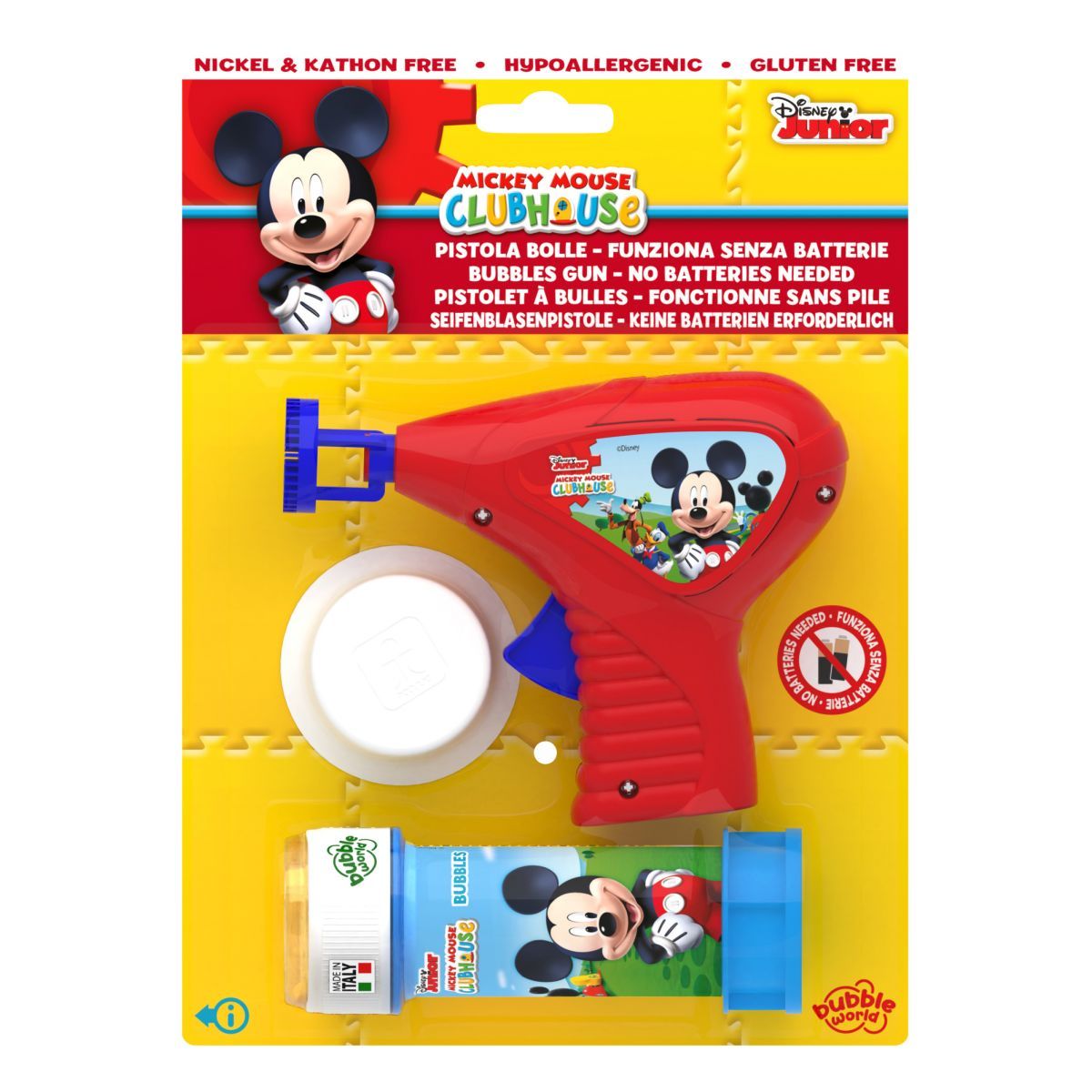 Bubble World Pistola Bolle Meccanica Senza Batterie con Flacone Bolle di Sapone Mickey