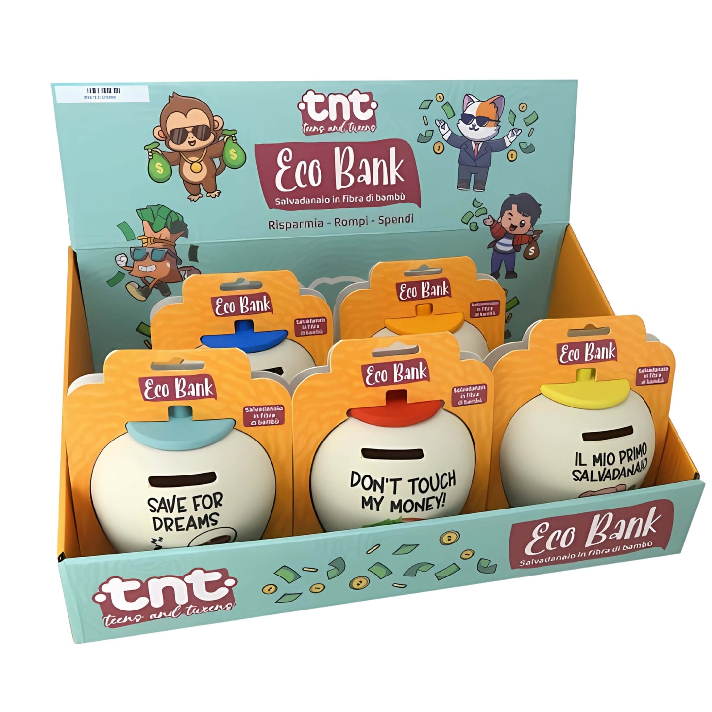 1 Salvadanaio TnT Eco Bank Grande 14 cm in Fibra di Bambù - 92034