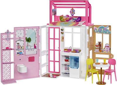 Barbie Nuovo Loft casa a due piani con quattro aree gioco, mobili e accessori inclusi