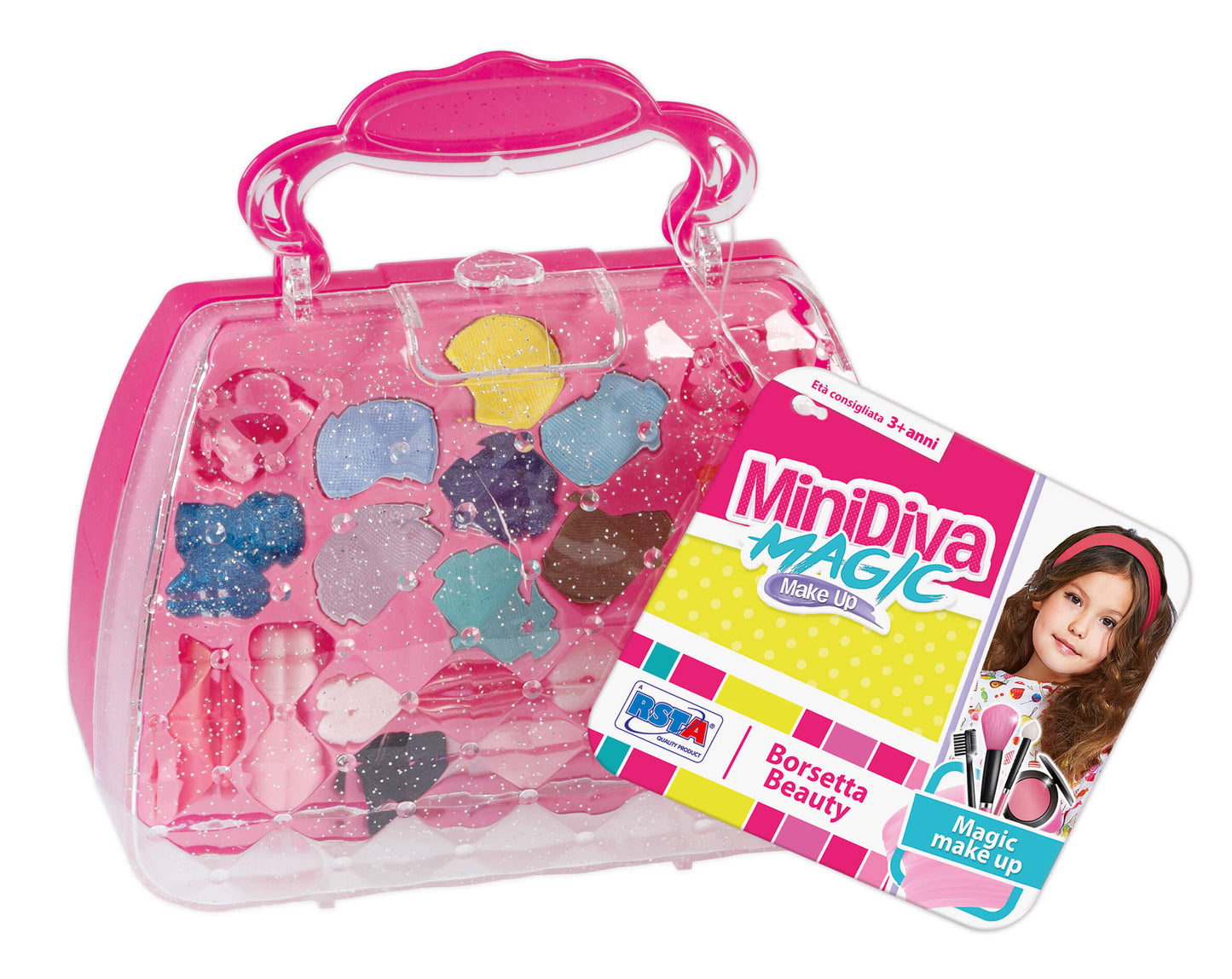 Minidiva Make Up Trousse rossetti lucidalabbra glitter ombretti multicolor