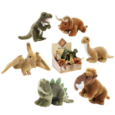 Set 6 peluche dinosauri Dynos 23 cm specie diverse realismo tenerezza compagni gioco