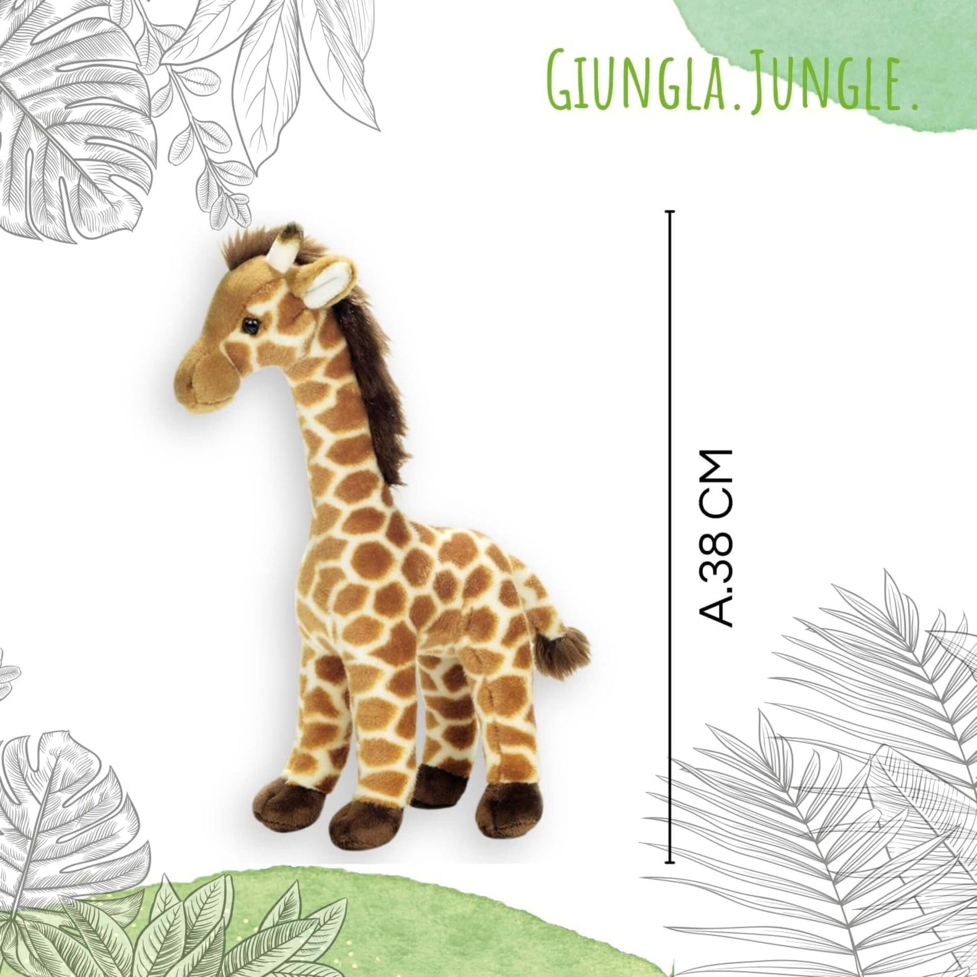 Kipzy giraffa peluche 38cm Plush Company vista laterale morbido rifinito
