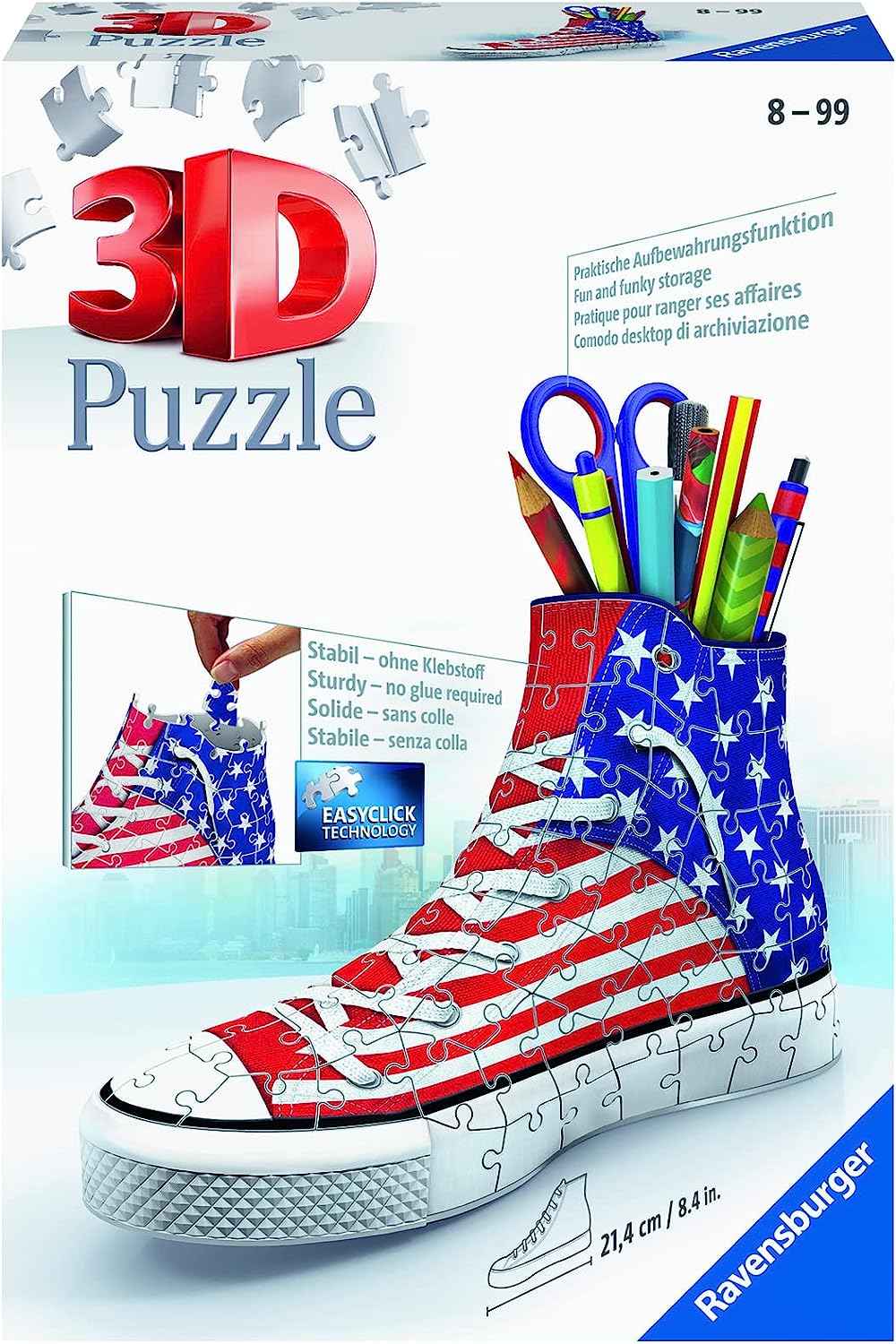 3D Puzzle Ravensburger Sneaker American Style 108 pezzi portapenne assemblato