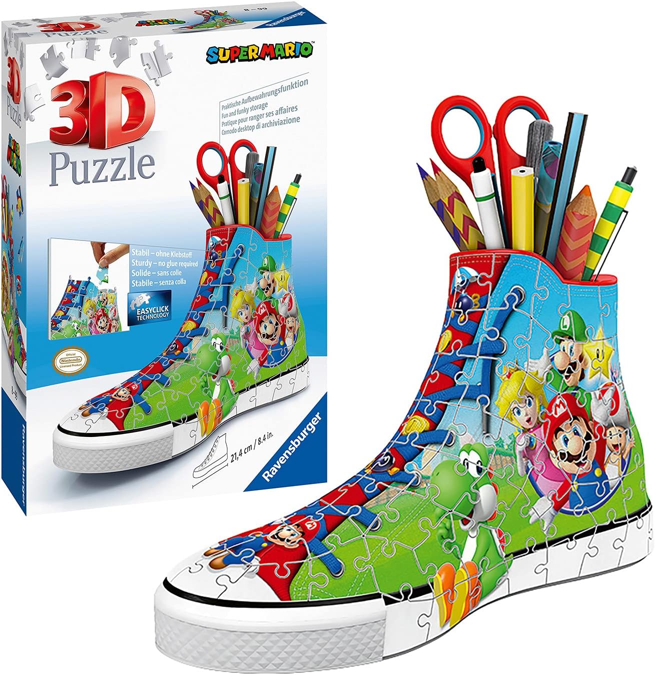 3D Puzzle Ravensburger Sneaker Super Mario 108 pezzi portapenne assemblato