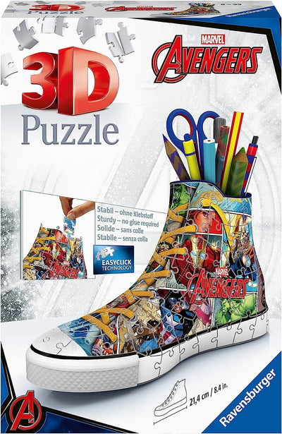 3D Puzzle Ravensburger Sneaker Avengers 108 pezzi portapenne assemblato