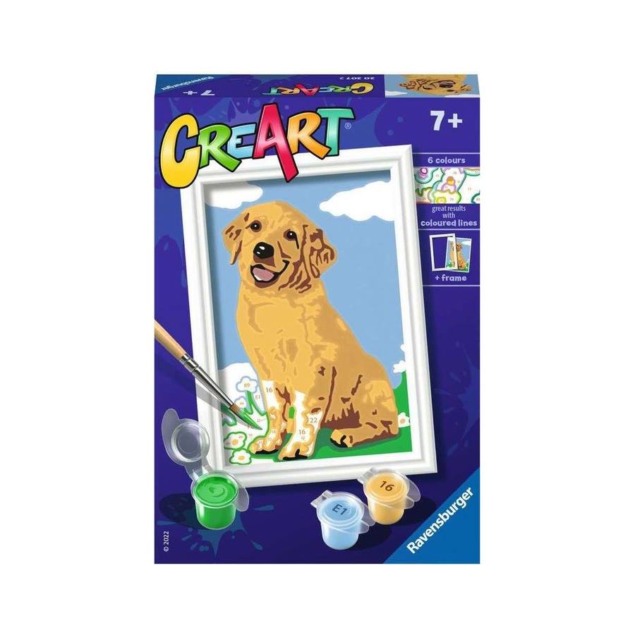 Kit pittura per numeri CreArt livello F Ravensburger tema retriever per bambini