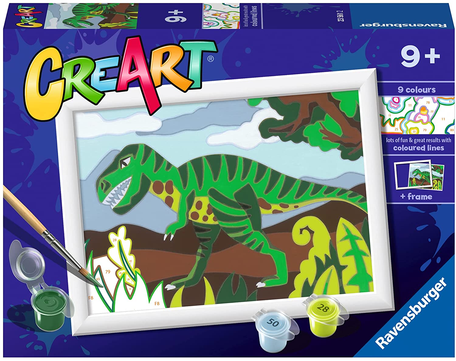 Kit pittura per numeri CreArt livello E Ravensburger tema dinosauro vagabondo