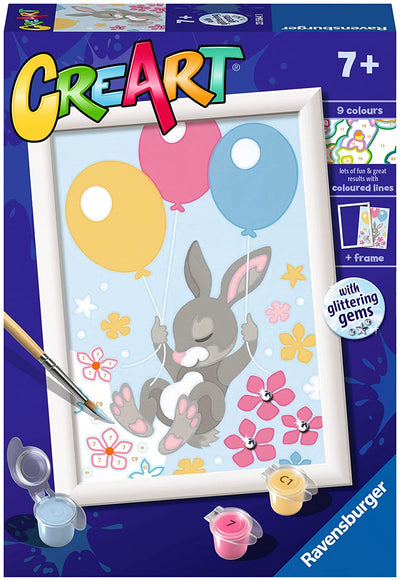 Kit pittura per numeri CreArt livello E Ravensburger tema Flying Bunny