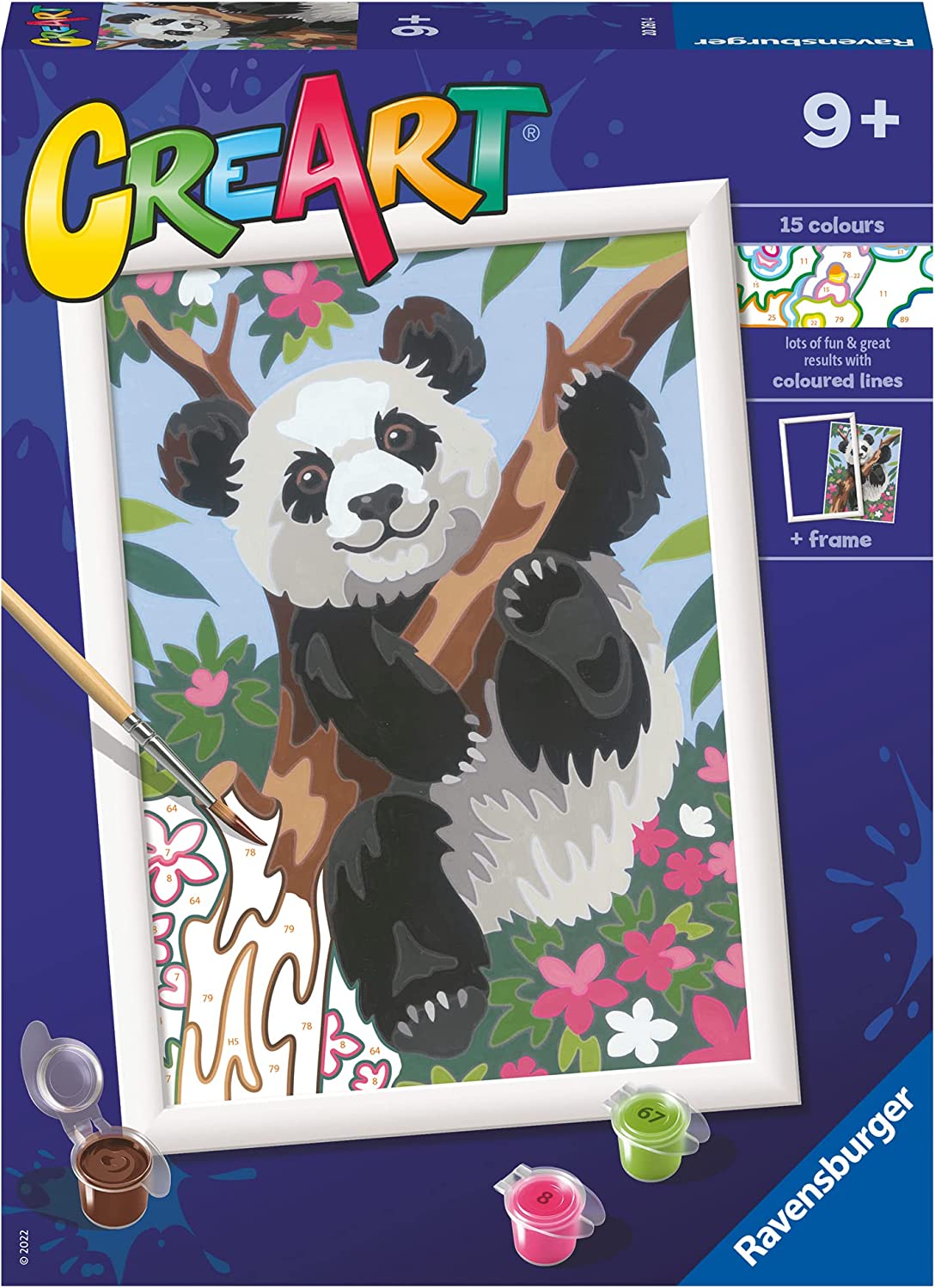 Kit pittura per numeri CreArt livello D Ravensburger tema panda per bambini