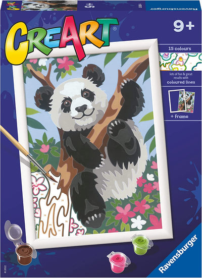 Kit pittura per numeri CreArt livello D Ravensburger tema panda per bambini