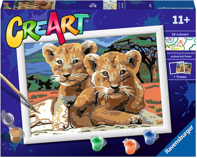 Kit pittura per numeri CreArt livello D Ravensburger con cuccioli di leone
