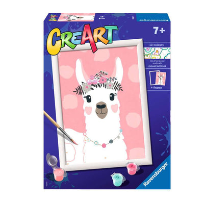 Kit pittura per numeri CreArt livello D Ravensburger con immagine di un lama