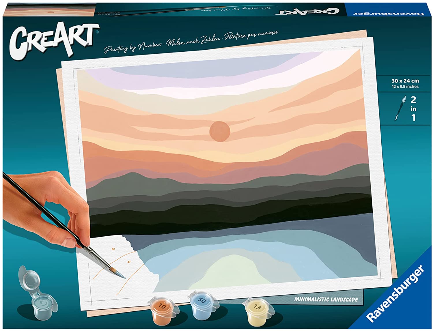 Kit pittura per numeri CreArt Trend quadrati Ravensburger minimalistic landscape