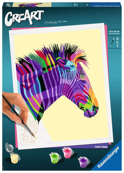 Kit pittura per numeri CreArt livello D Ravensburger tema zebra per bambini