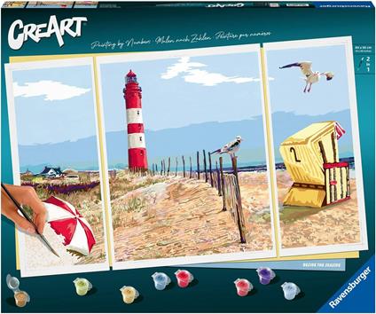 Kit CreArt Ravensburger Trittico Spiaggia per bambini colorare immagini livelli difficolta