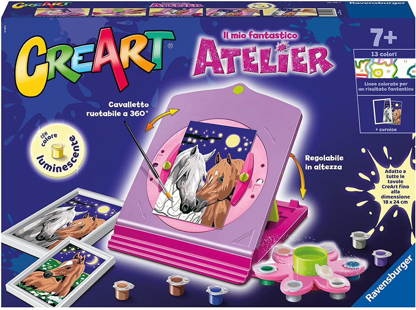 Kit pittura per numeri CreArt Atelier Ravensburger tema cavalli per bambini