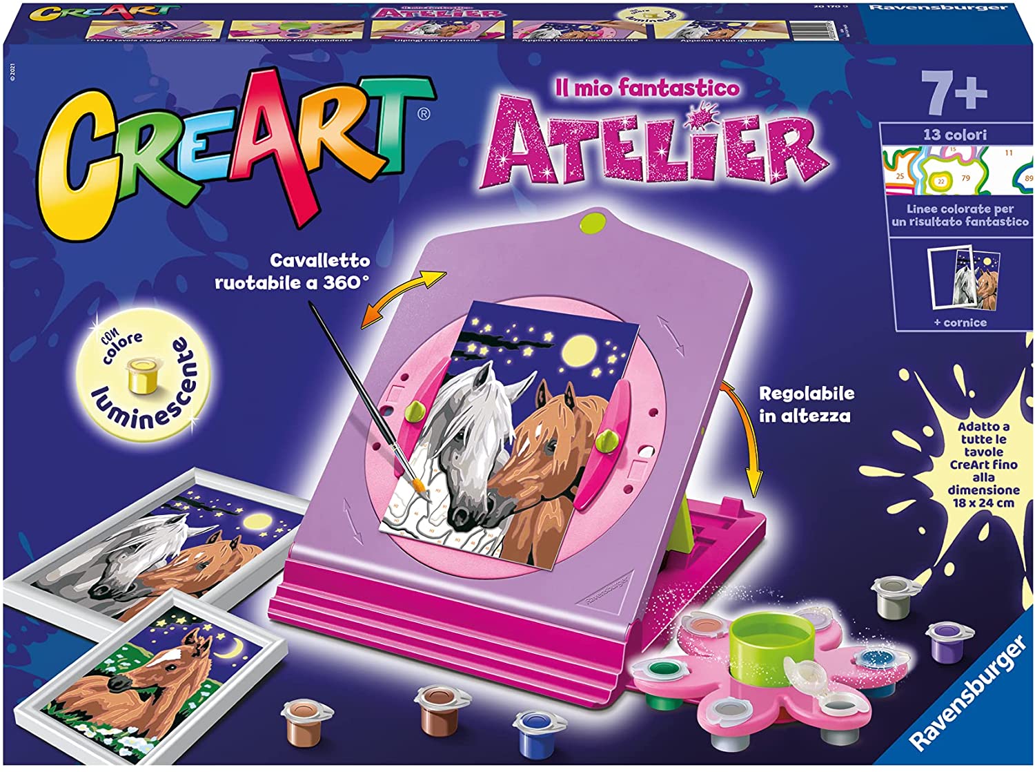 Kit pittura per numeri CreArt Atelier Ravensburger tema cavalli per bambini