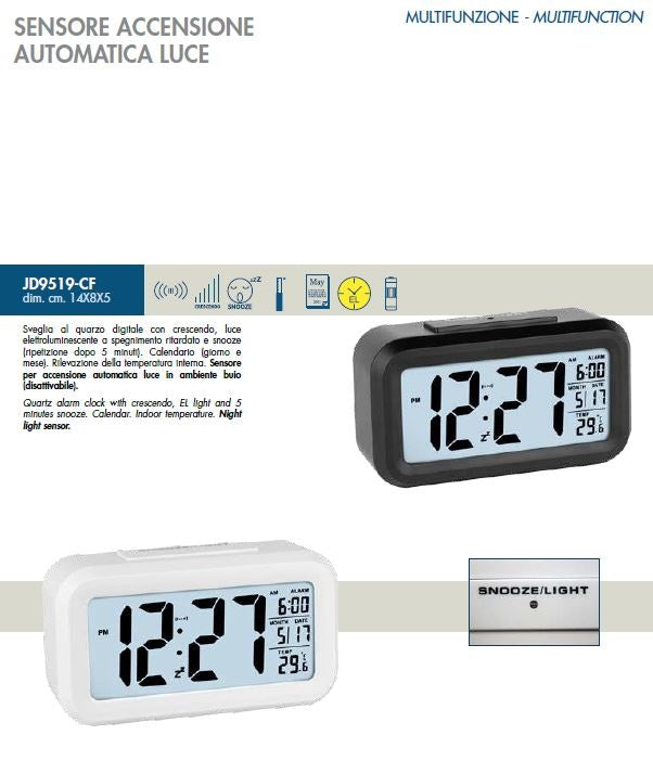 Sveglia digitale JD9519 quarzo con luce elettroluminescente snooze e temperatura