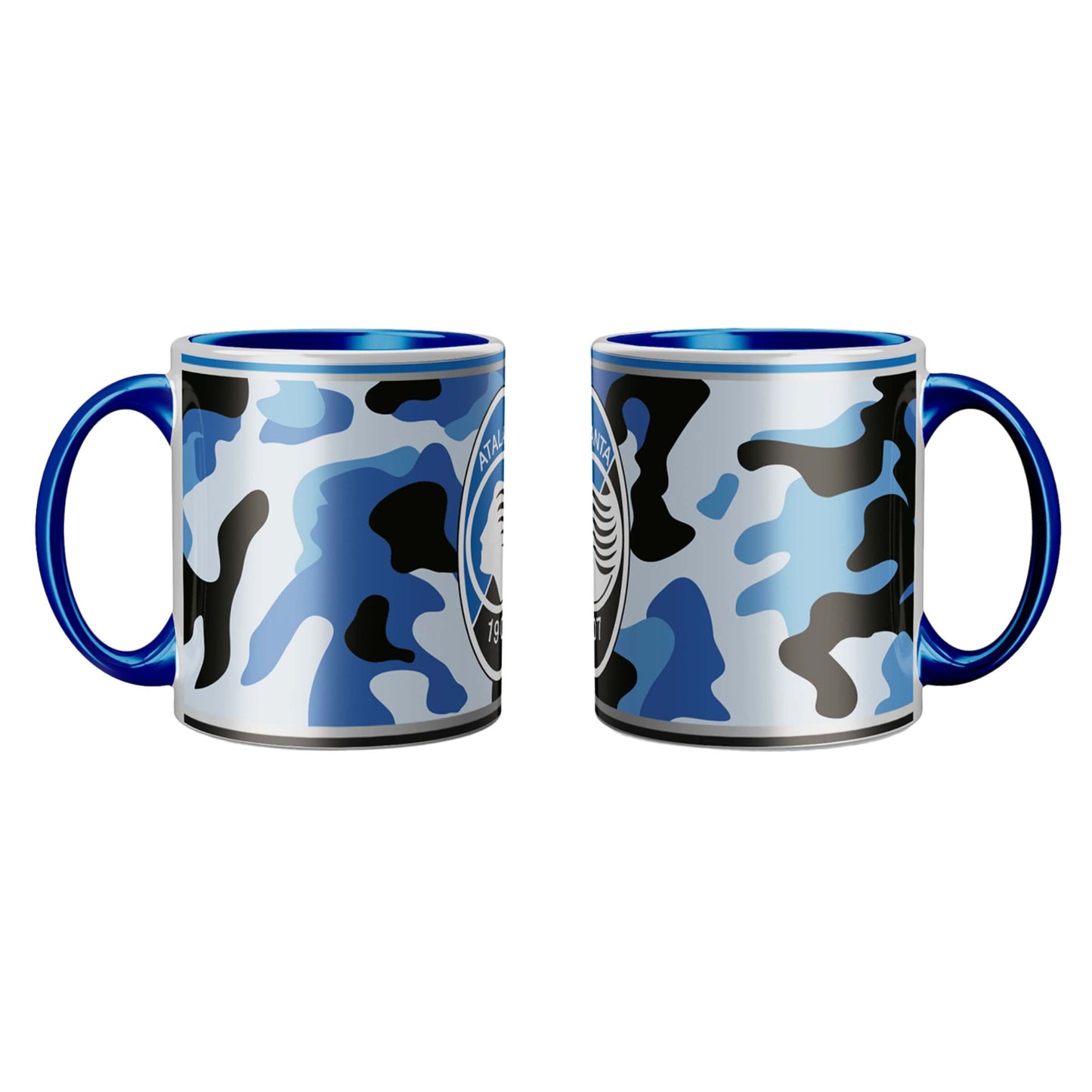 Tazza ufficiale Atalanta camouflage nero azzurro interno manico neri
