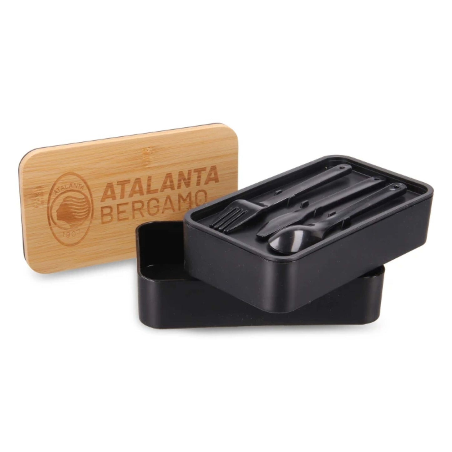 Lunch Box Atalanta due livelli vista laterale bamboo scomparti separati