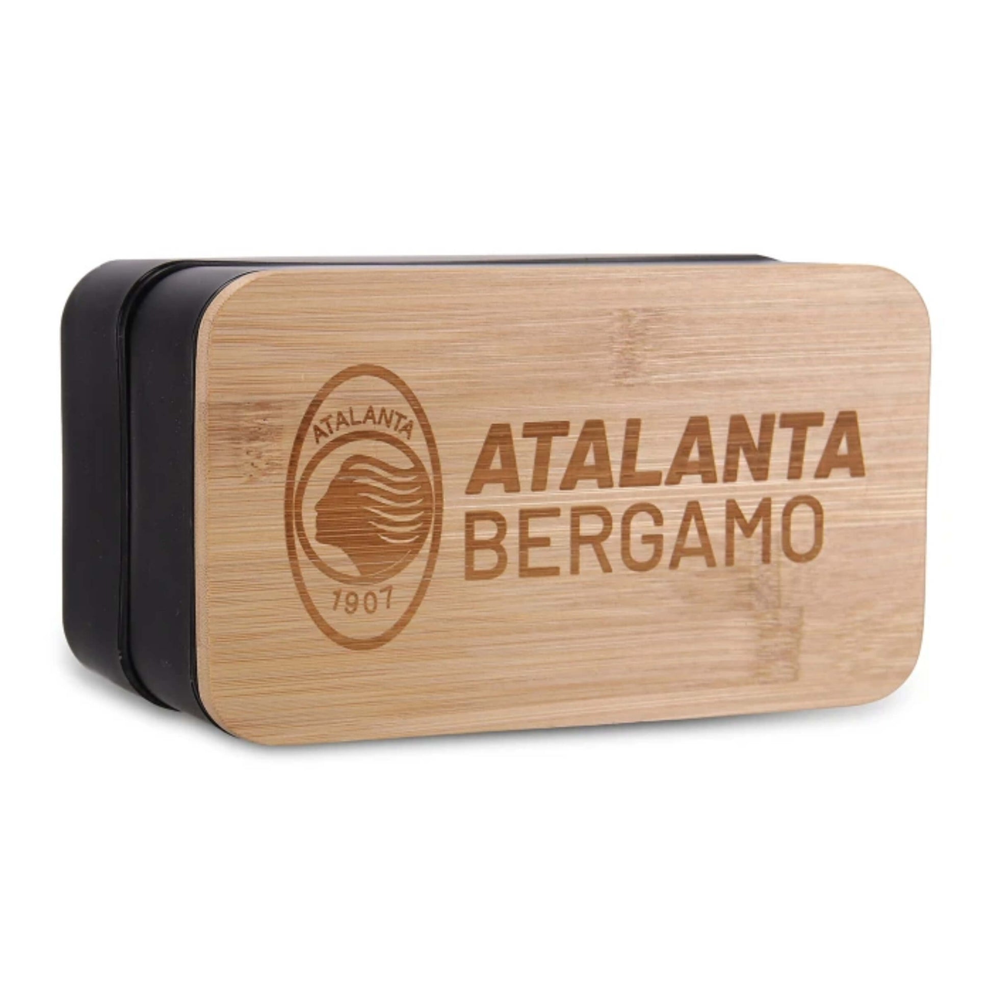 Lunch Box Atalanta due livelli coperchio bamboo con logo ufficiale e posate incluse