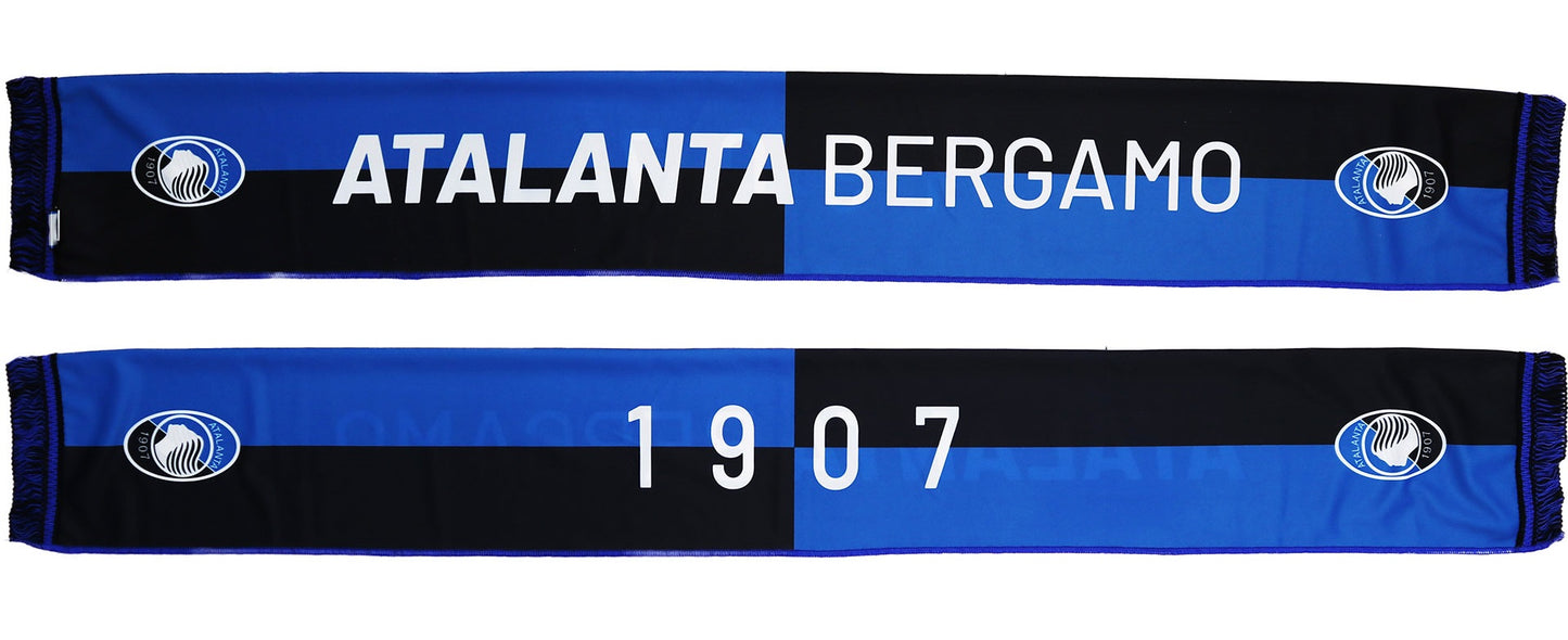ATA1633 - SCIARPA IN RASO STAMPATA ATALANTA BERGAMO 1907 IN QUARTI