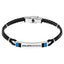 Bracciale ufficiale Atalanta in acciaio 316L con piastra smaltata bicolor nero e azzurro regolabile