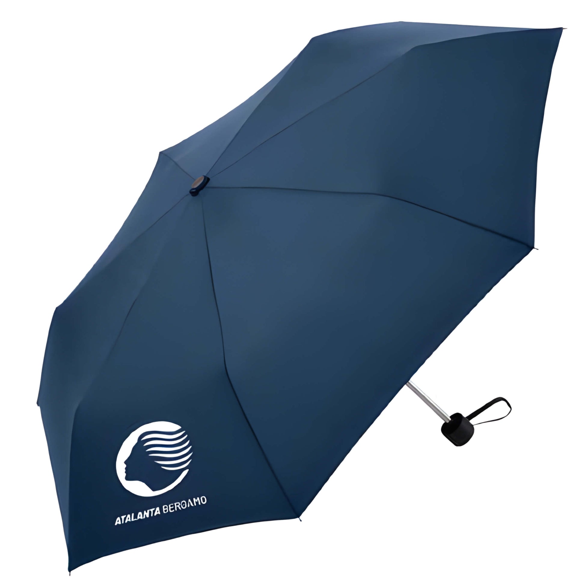 Ombrello manuale mini Atalanta Bergamo 54/8 blu navy con logo Dea e scritta Atalanta Bergamo