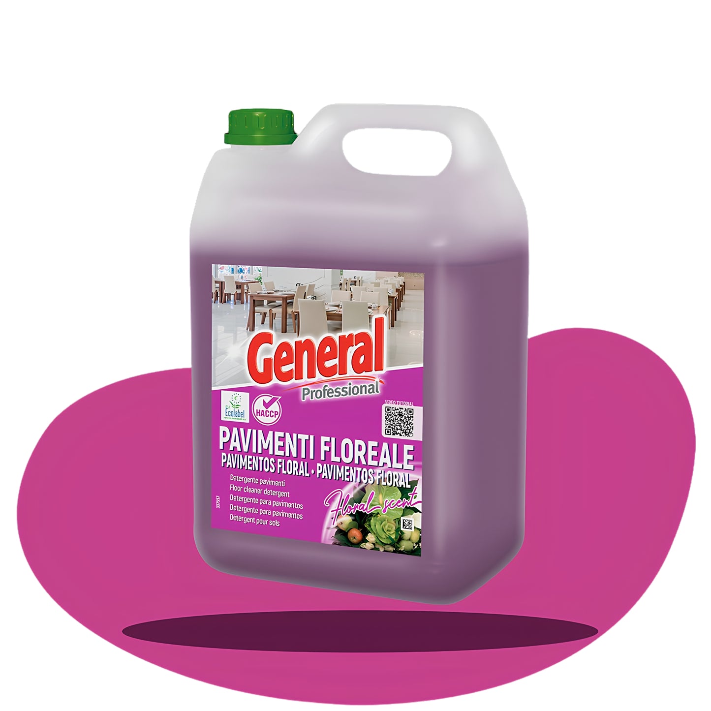 General Professional Pavimenti Floreale Detergente Ecolabel per Pavimenti e Superfici 5 Kg