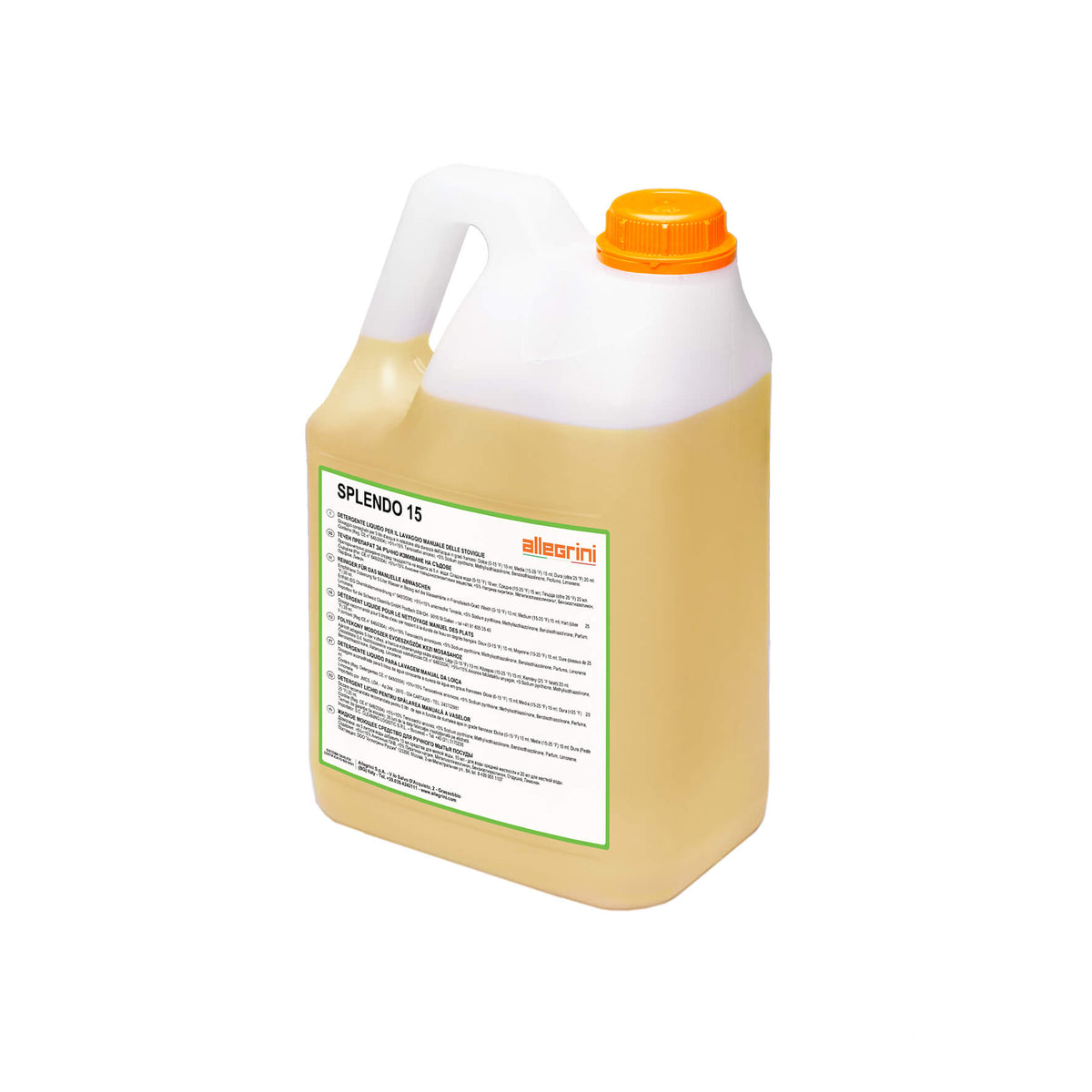 DETERGENTE LIQUIDO PER IL LAVAGGIO MANUALE DELLE STOVIGLIE SPLENDO 15% - 5 Kg