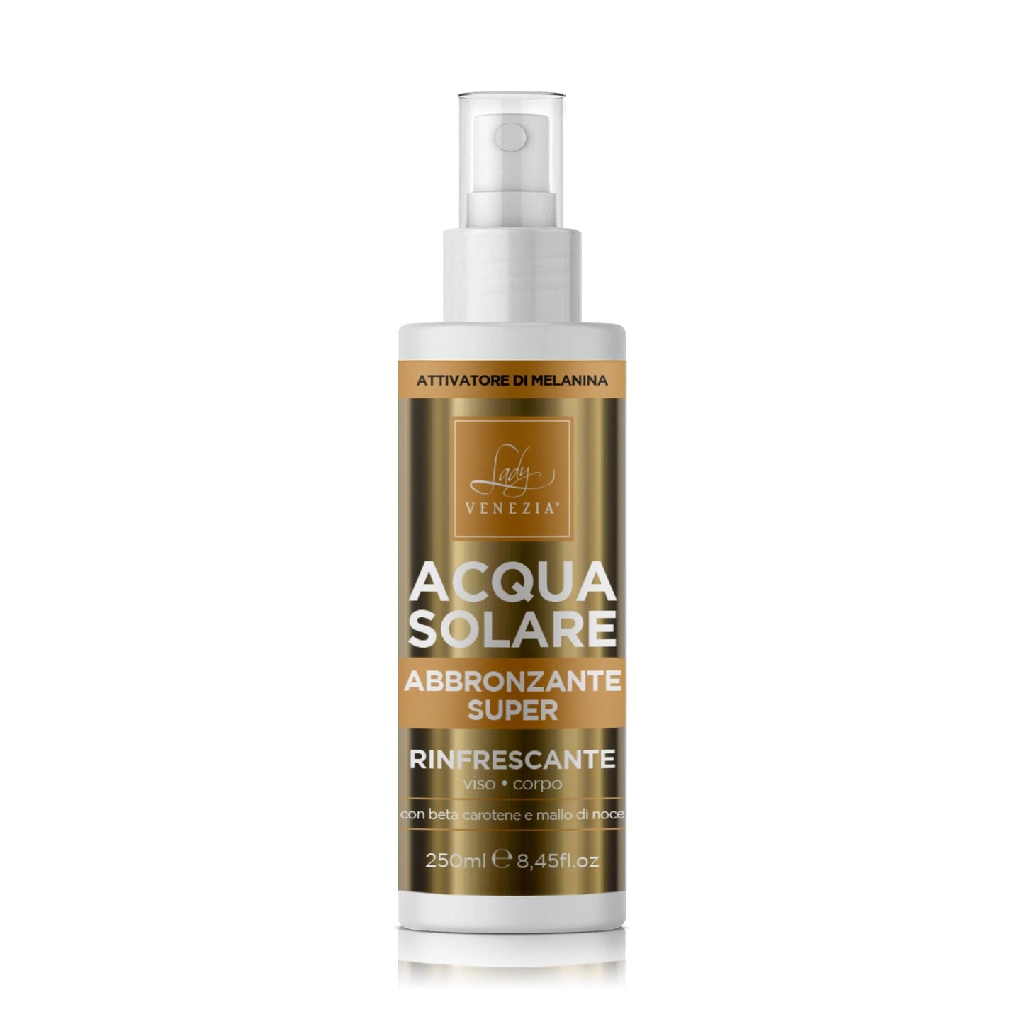 Spray abbronzante Lady Venezia 250 ml con Beta-Carotene e Mallo di Noce in flacone nebulizzatore