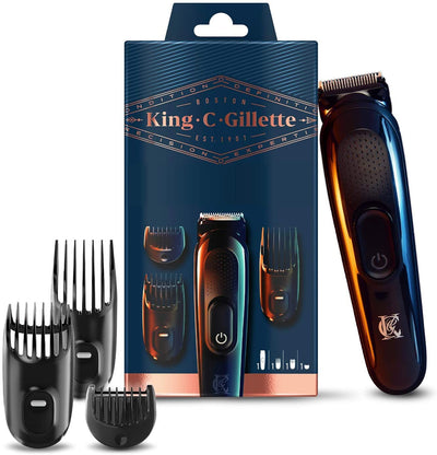 Regolabarba Gillette King C con 3 pettini regolatori 1mm 3-11mm 13-21mm e testina lavabile