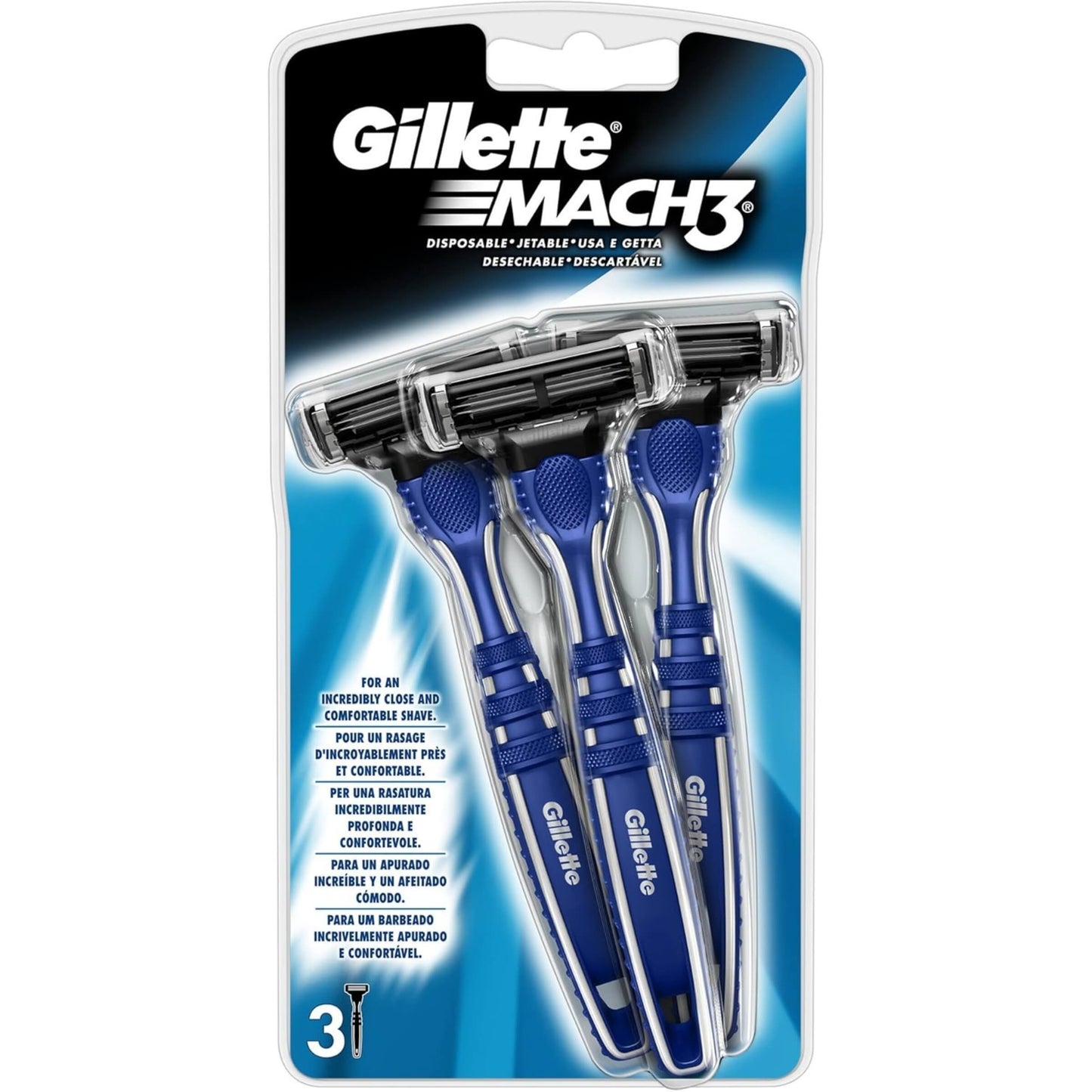 Set 3 rasoi usa e getta Gillette Mach3 con 3 lame DuraComfort e testina basculante