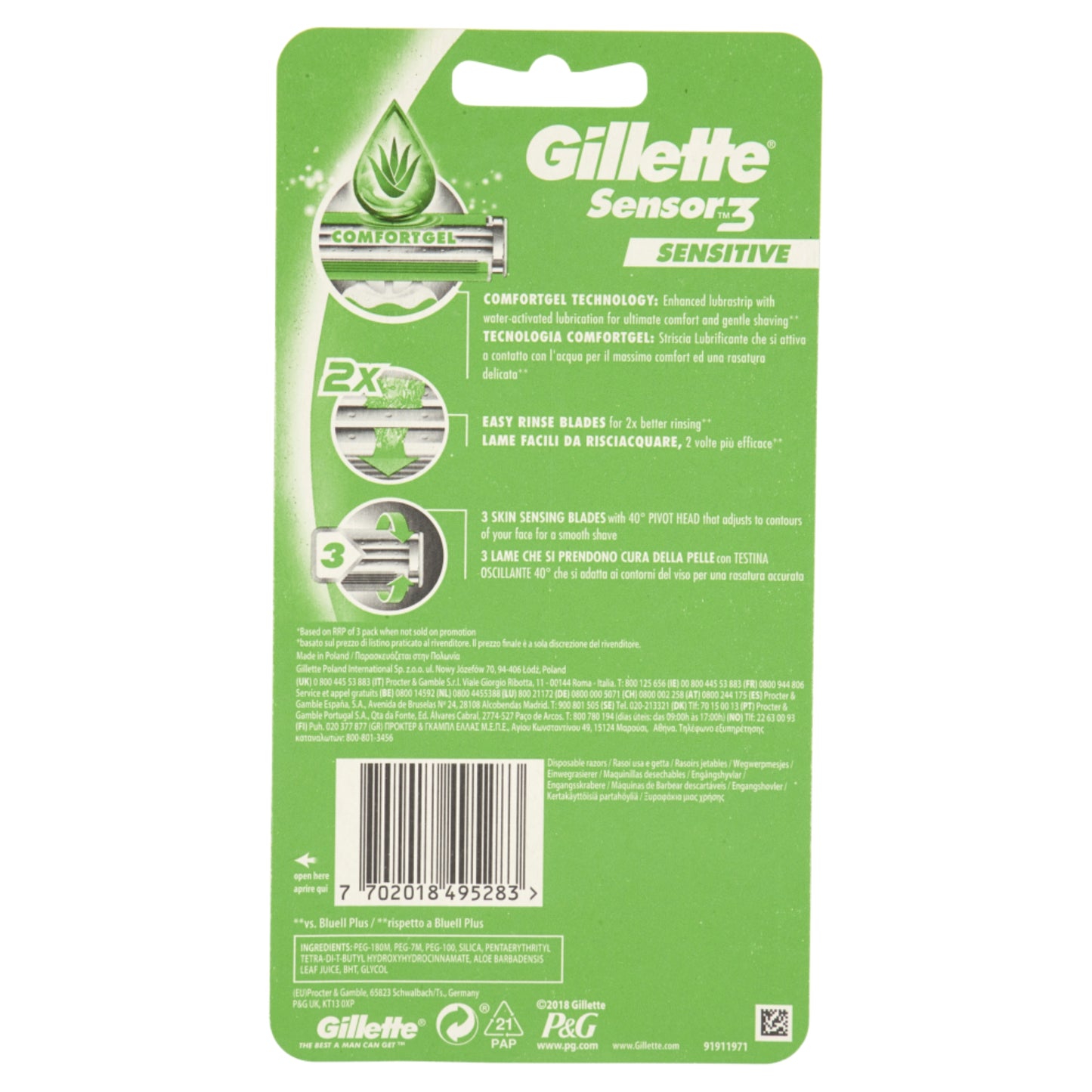 GILLETTE SENSOR 3 SENSITIVE USA E GETTA 3+2 OMAGGIO