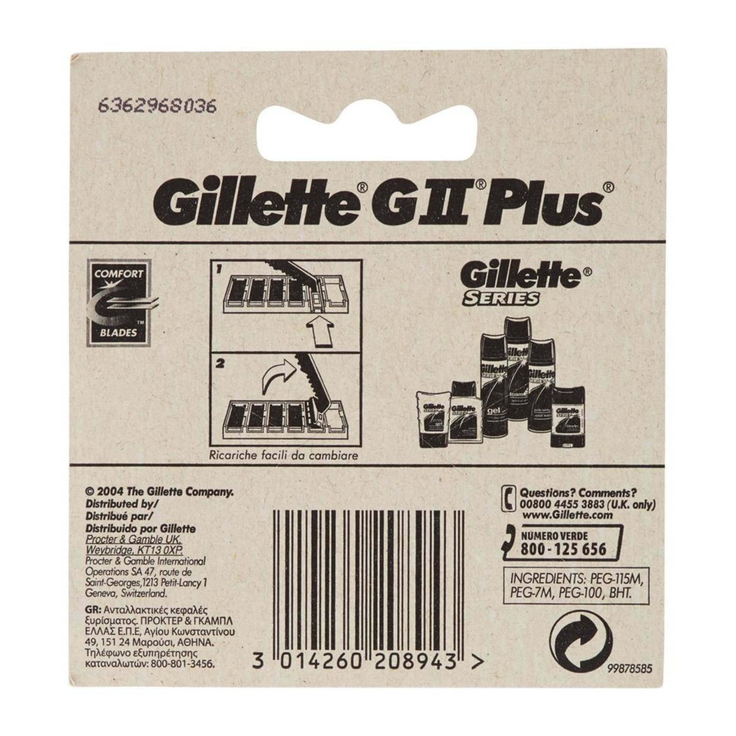 Dettaglio lama doppia e confezionamento lamette Gillette GII