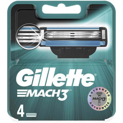 Blister 4 lamette ricambio Gillette Mach3 con tripla lama per rasatura precisa