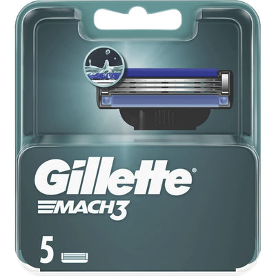 Blister 5 lamette ricambio Gillette Mach3 con tripla lama per rasatura precisa