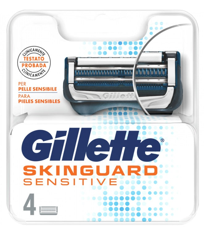 Lamette Gillette SkinGuard Sensitive con SkinGuard tra le lame per pelle sensibile - ricarica x4
