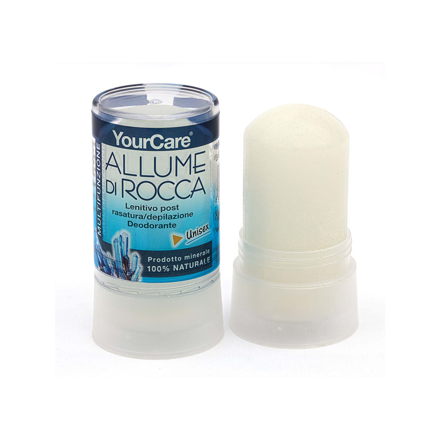 Stick deodorante allume di rocca 100% naturale da 120g in formato compatto multifunzione