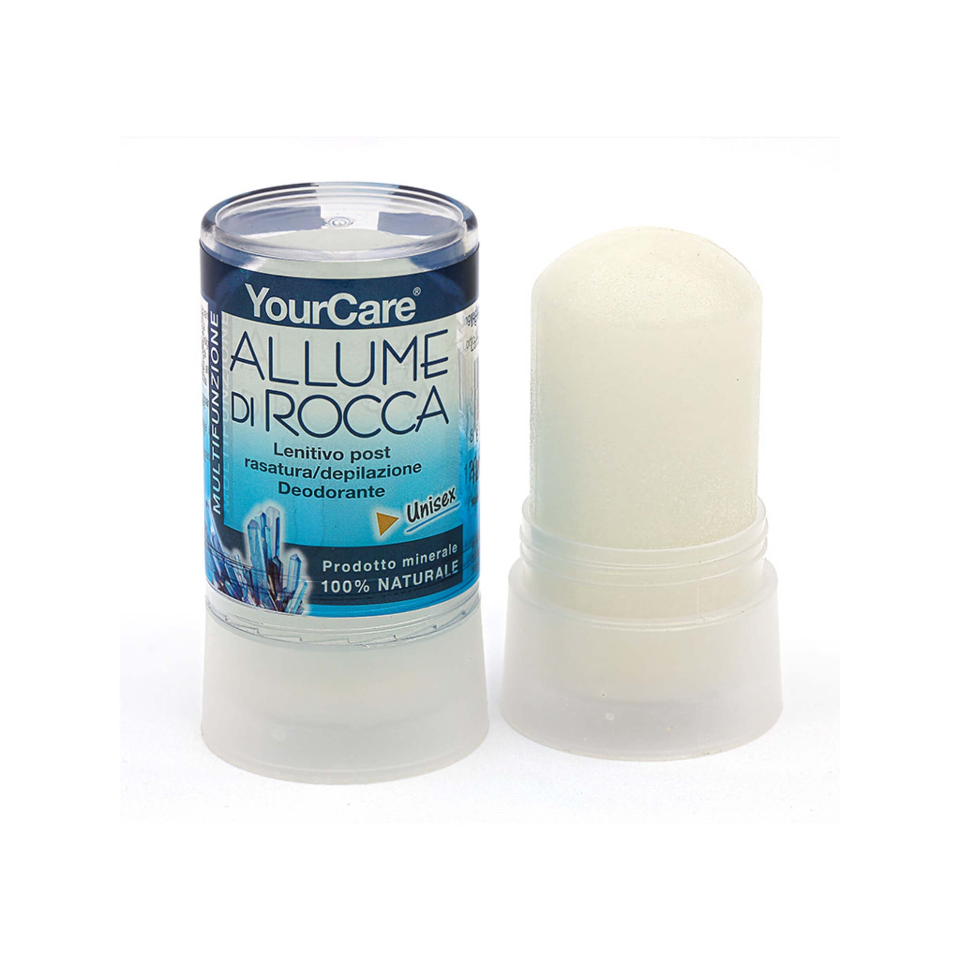 Stick deodorante allume di rocca 100% naturale da 120g in formato compatto multifunzione