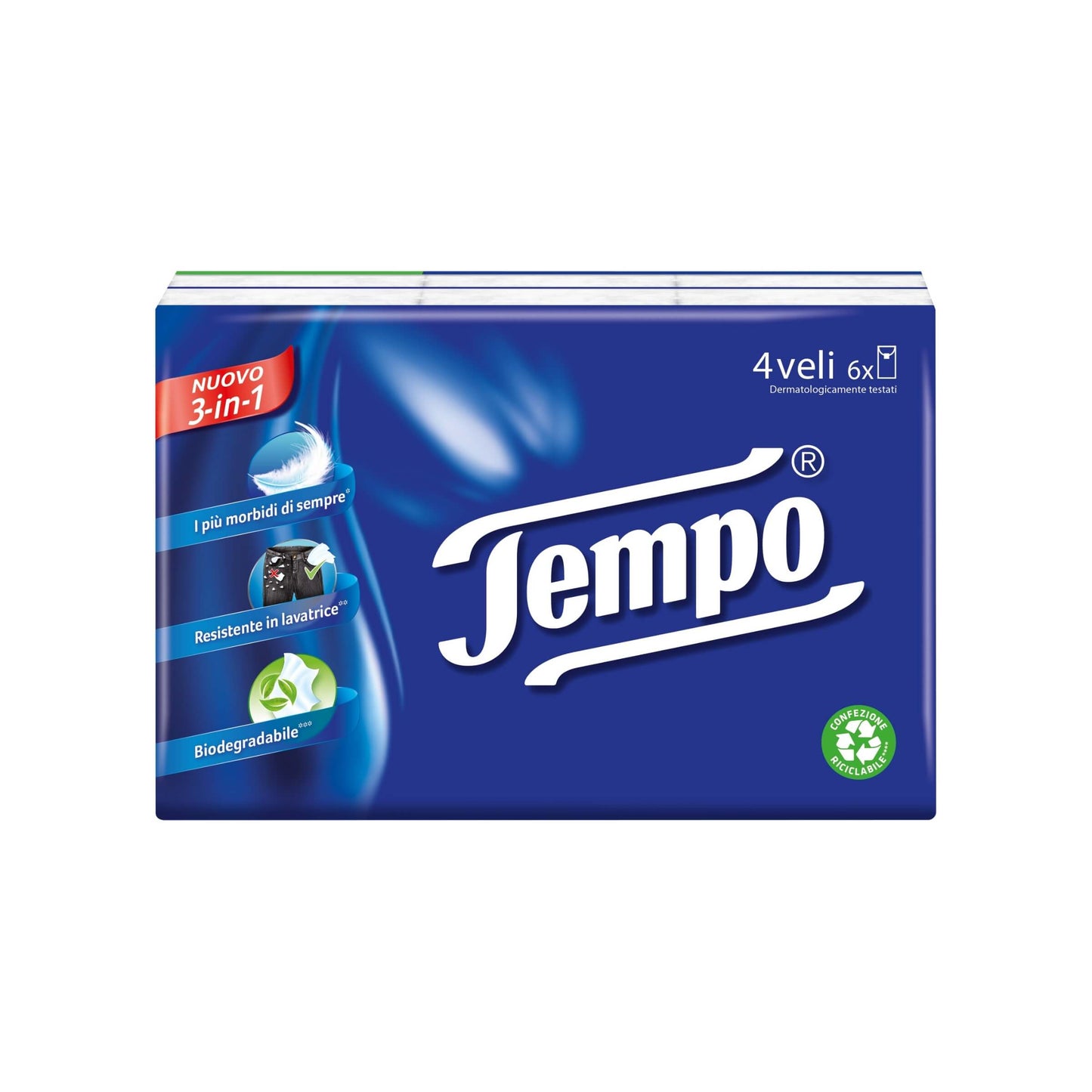 Fazzoletti Tempo classici confezione da 6 pacchetti da 9 morbidezza migliorata