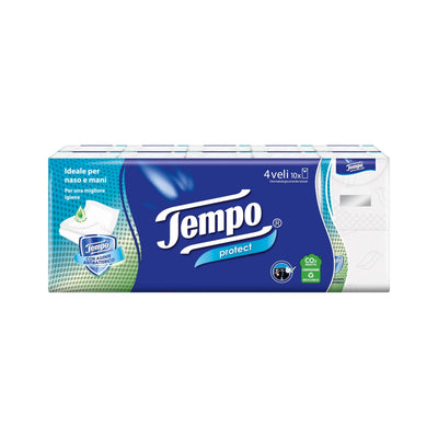 Fazzoletti Tempo Protect 10 confezioni da 9 con agente antibatterico e aloe vera