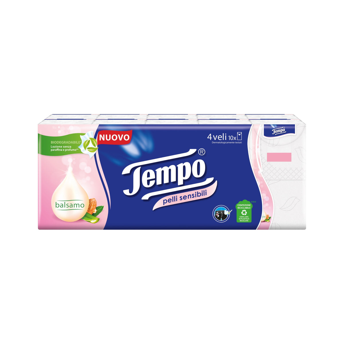 CONFEZIONE 10 PACCHETTI TEMPO PELLI SENSIBILI DA 9 FAZZOLETTI