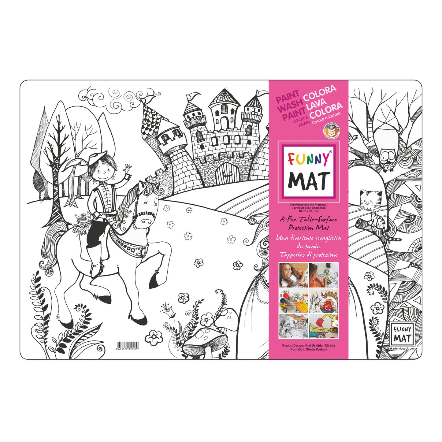 Funny Mat Tovaglietta Lavabile da Colorare Principe e Principesse 48x33,5 cm